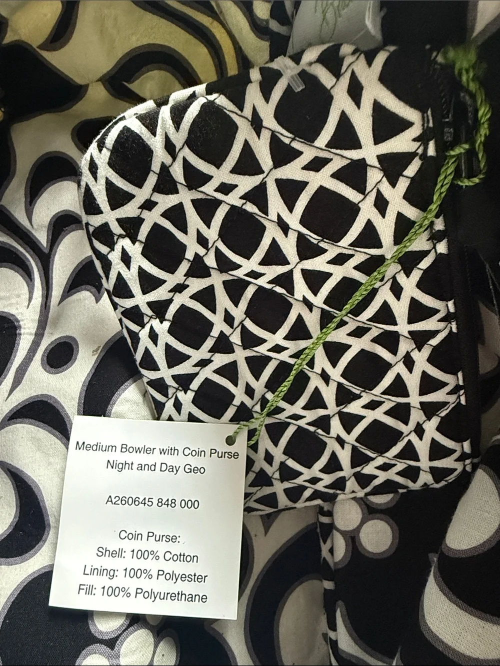 Vera Bradley Black & White Patterned Quilted Satchel